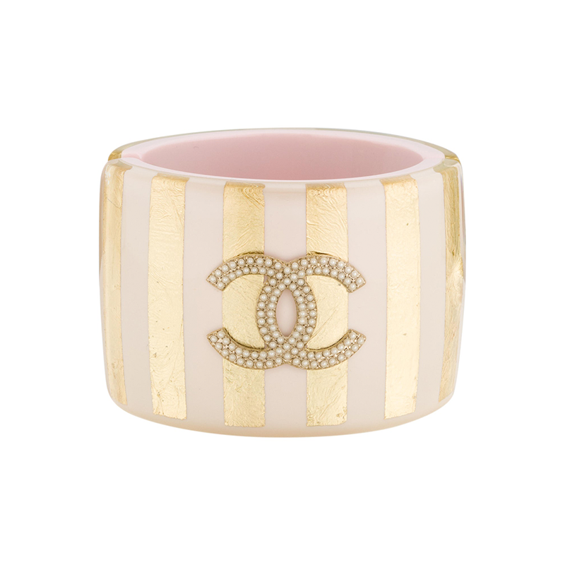 CHANEL faux pearl cc cuff