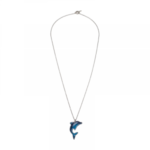 CELINE enamel dolphin charm necklace