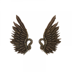 LANVIN CRYSTAL SWAN EARRINGS